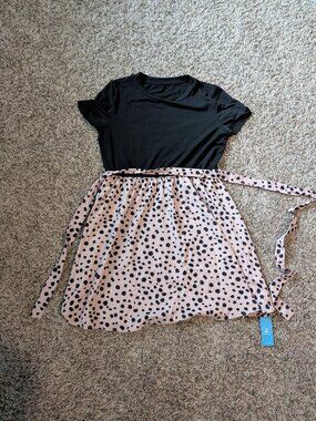 Cupshe Women's Midi Dress - Black and Pink Animal Print - Large - NWT